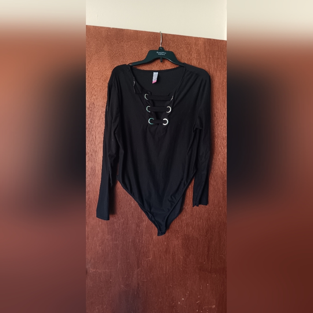 Black Bodysuit with V-Neck